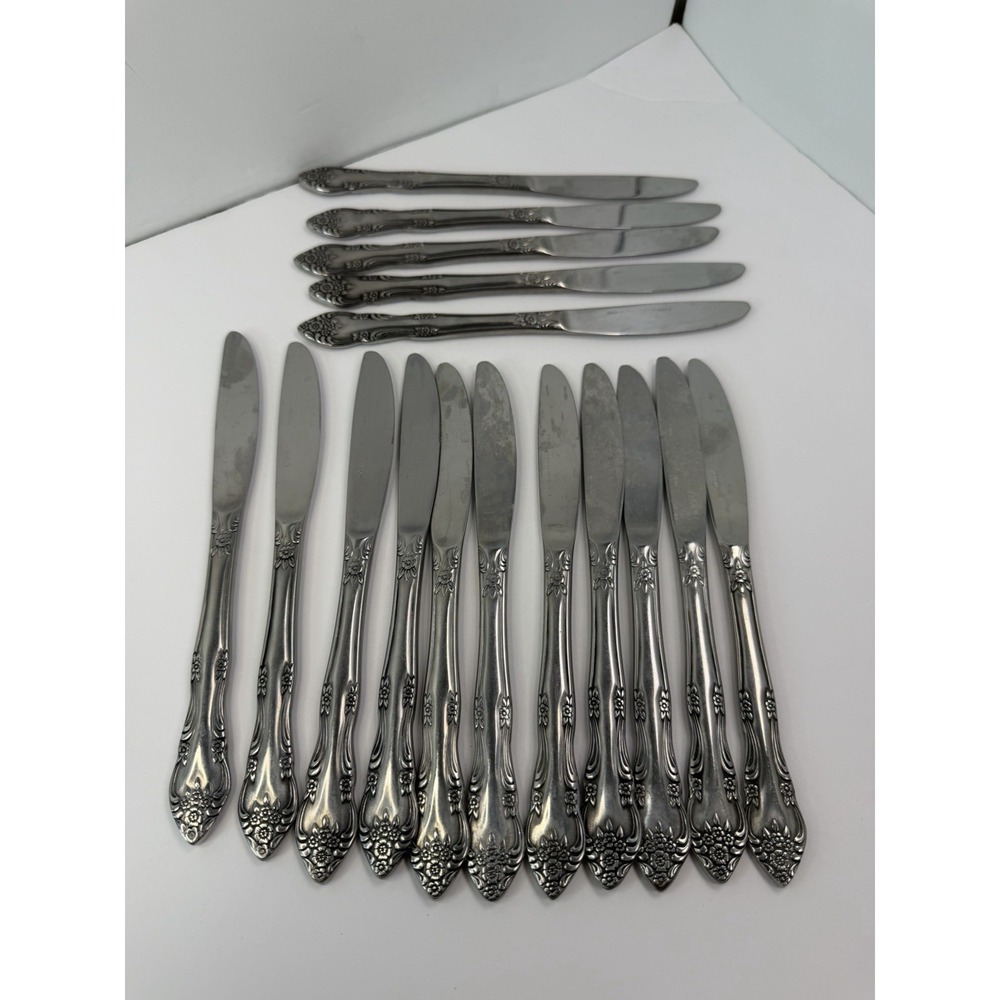 Stanley Roberts Rogers Dream Rose Stainless Steel Dinner Knives Lot Of 16